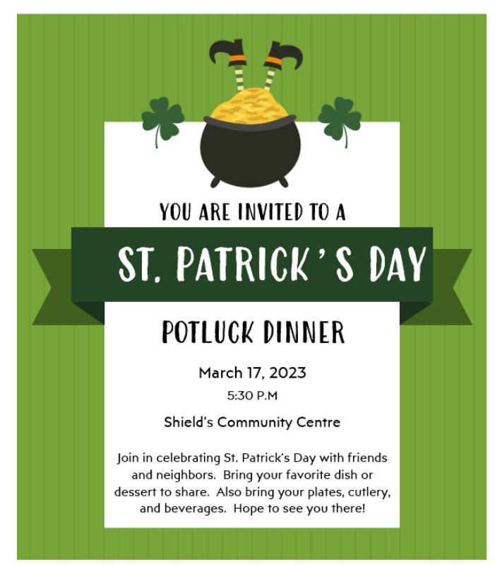 st patricks day potluck flyer